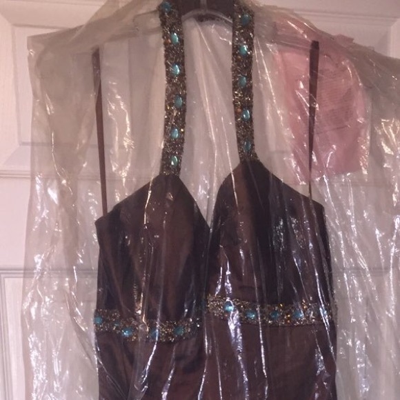 Brown and Teal Prom Dress - Picture 5 of 6